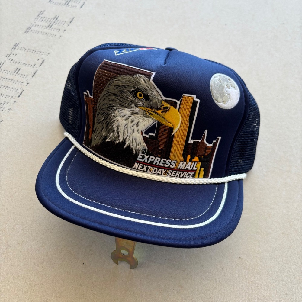 Vintage 0s USPS Express Mail Eagle Trucker Hat